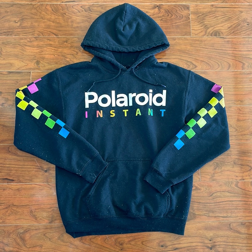 COPY - Polaroid Black Rainbow Checkerboard Hoodie Sweatshirt